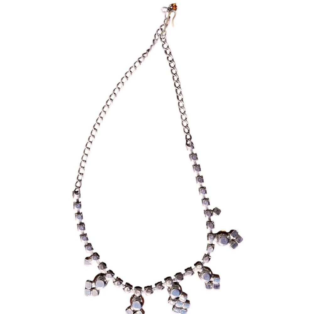 Silver & Yellow and amber colored Rhinestone 16” Necklace & Bracelet Set Adjusta - Picture 12 of 15